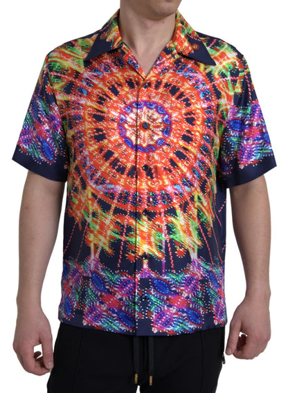 Dolce & Gabbana Multicolor Luminarie Print Men Shirt Silk by Dolce & Gabbana