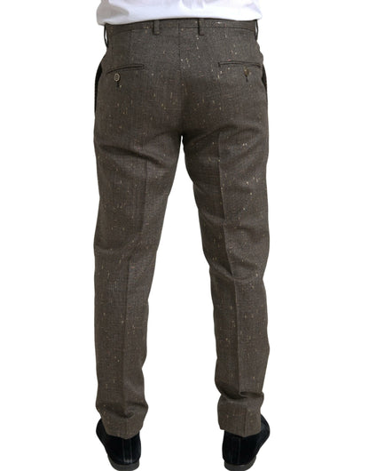 Dolce & Gabbana Brown Wool Dress Skinny Men Trouser Pants by Dolce & Gabbana