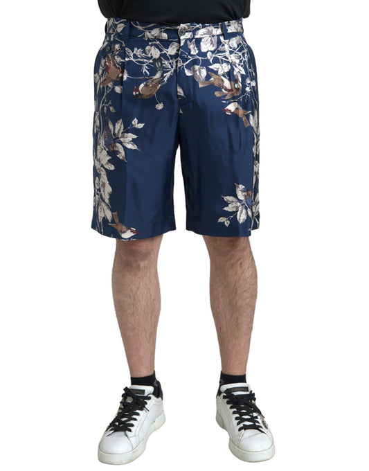 Bermuda fleuri en soie Dolce &amp; Gabbana bleu