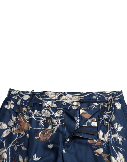 Dolce &amp; Gabbana Blue Floral Print Silk Men Bermuda Shorts