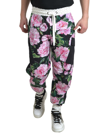 Dolce & Gabbana Multicolor Peony Joggers Cotton Men Pants by Dolce & Gabbana