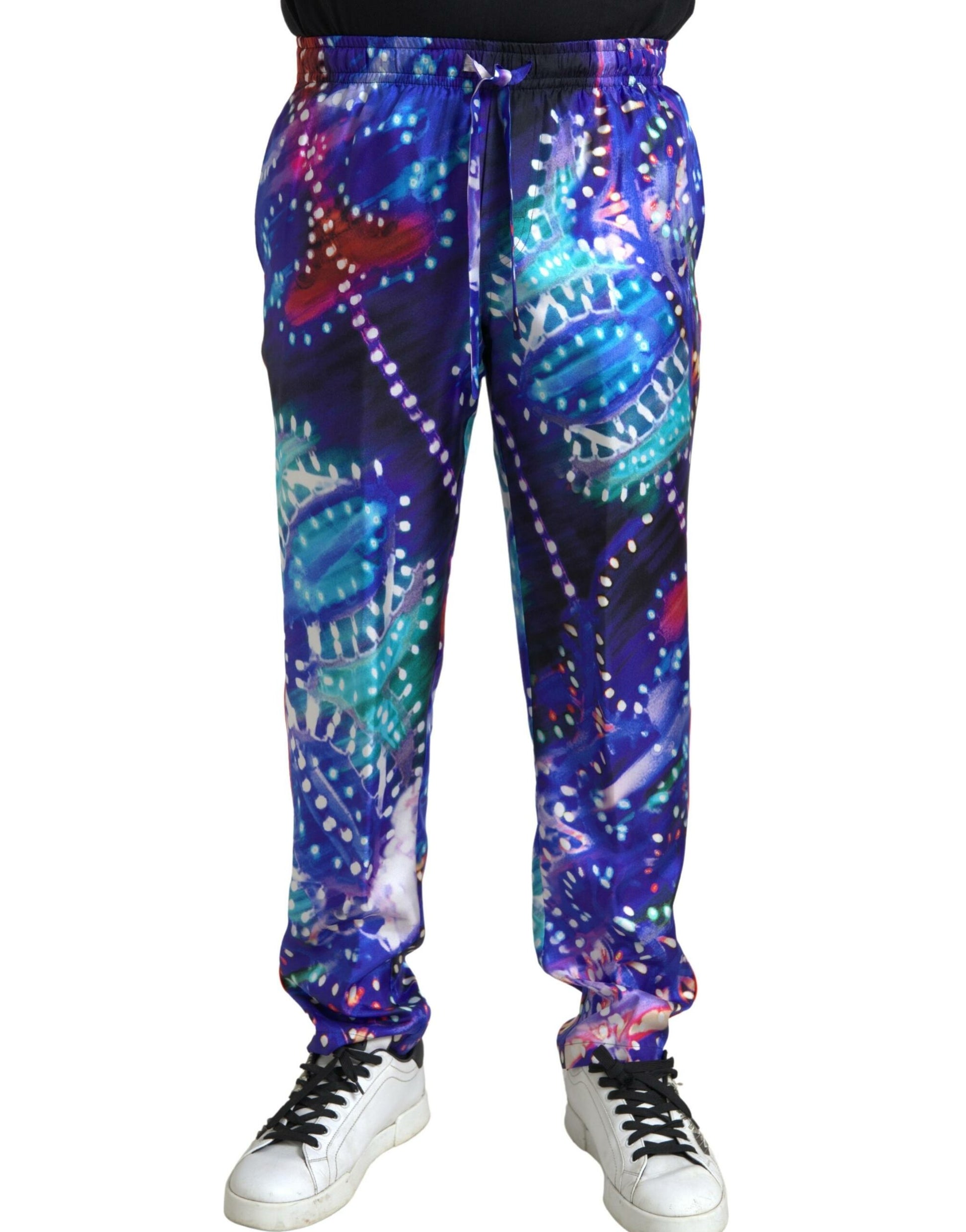 Dolce & Gabbana Multicolor Printed Silk Men Trouser Pants by Dolce & Gabbana