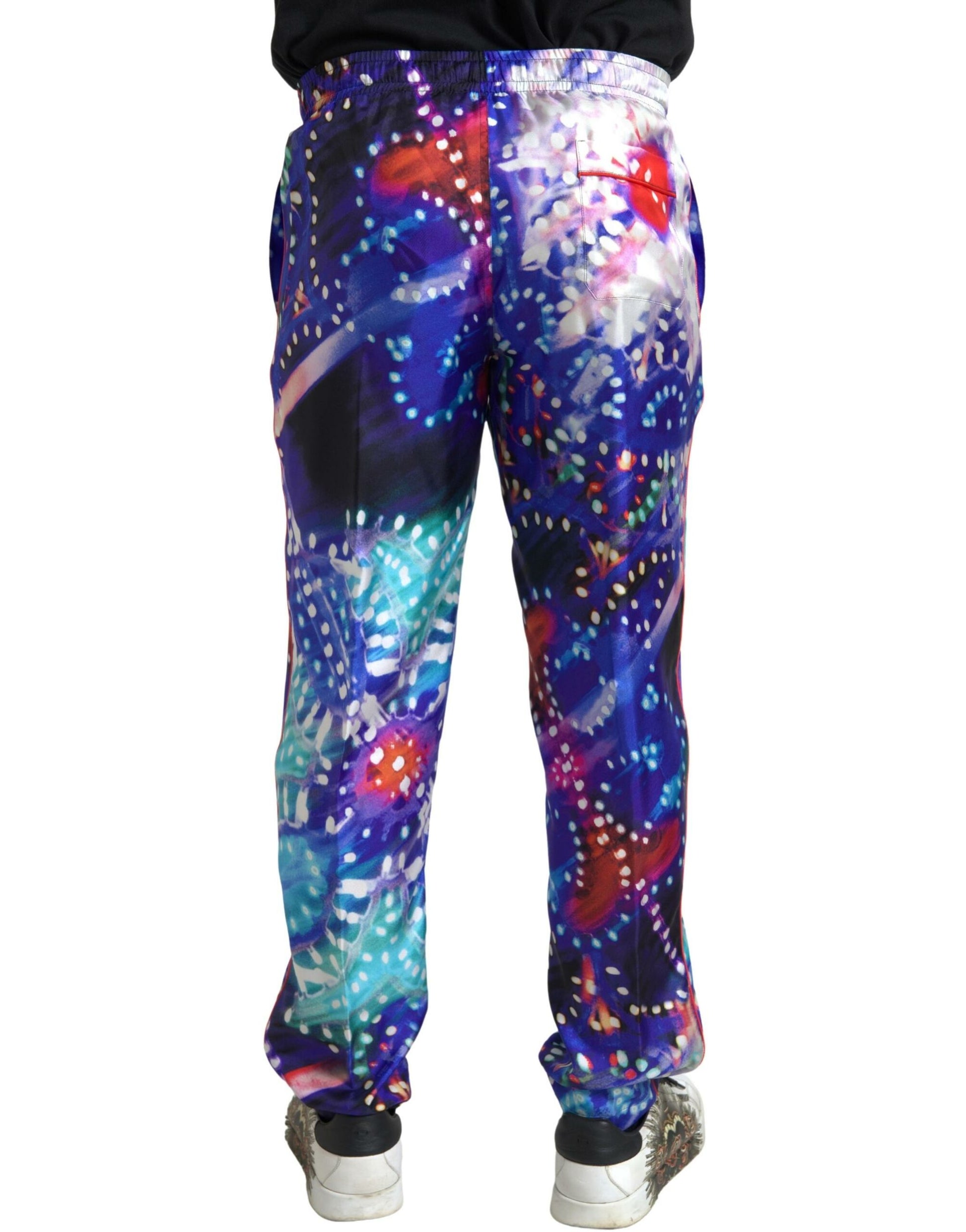 Dolce & Gabbana Multicolor Printed Silk Men Trouser Pants by Dolce & Gabbana