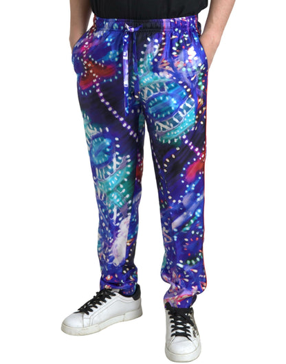 Dolce & Gabbana Multicolor Printed Silk Men Trouser Pants by Dolce & Gabbana