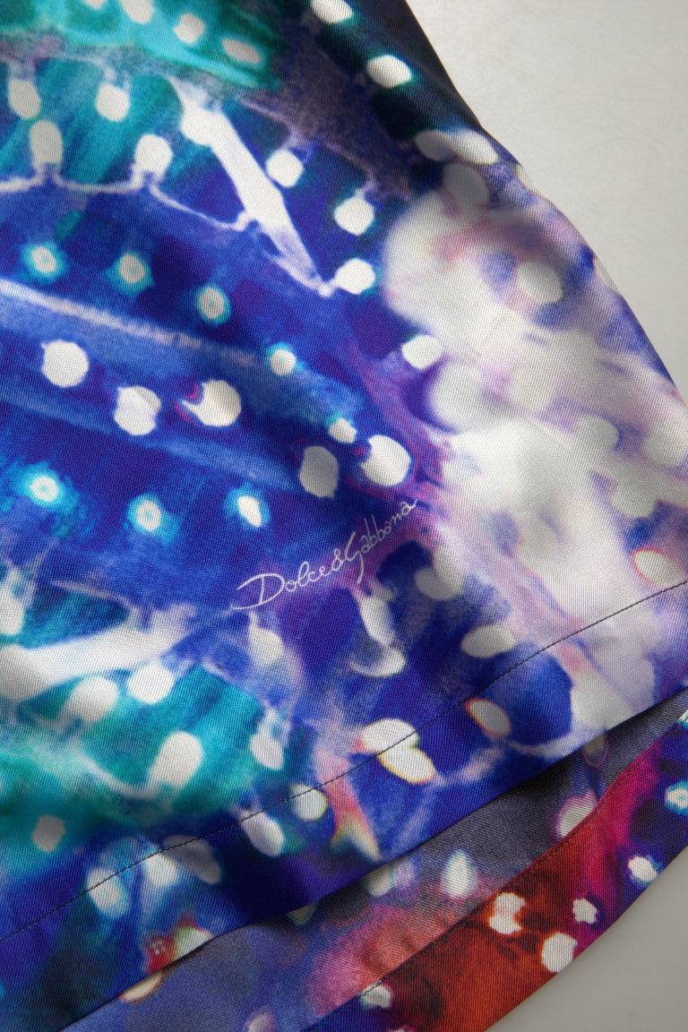 Dolce & Gabbana Multicolor Silk Psychedelic Print Men Pajama Shirt by Dolce & Gabbana