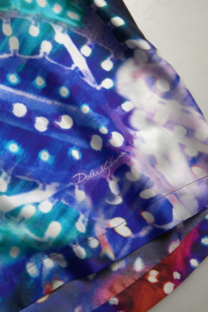 Dolce & Gabbana Multicolor Silk Psychedelic Print Men Pajama Shirt by Dolce & Gabbana