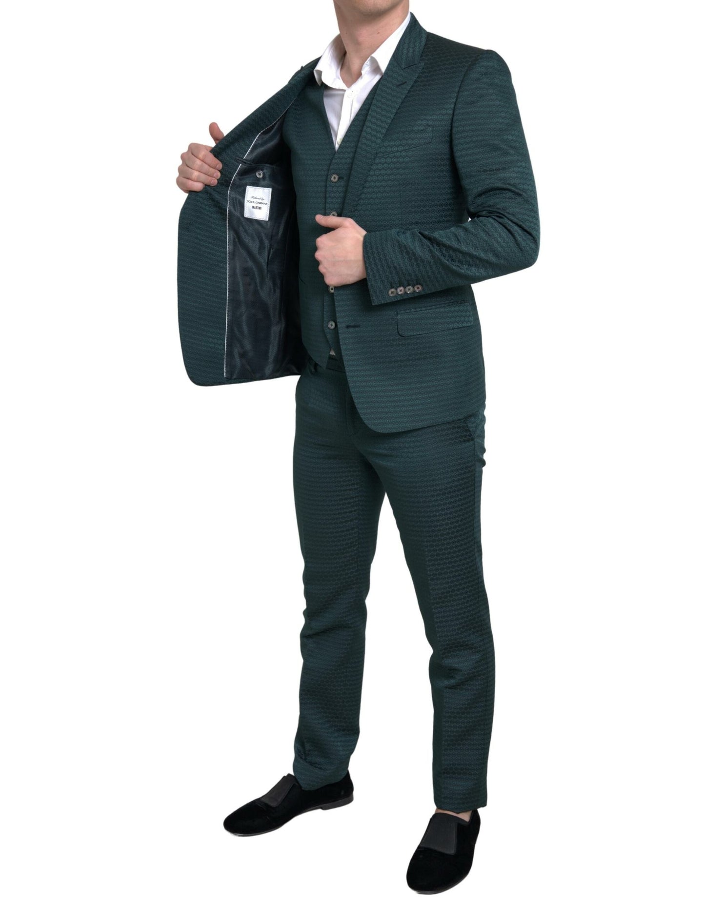 Dolce &amp; Gabbana Green 3 Piece Single Breasted MARTINI Suit