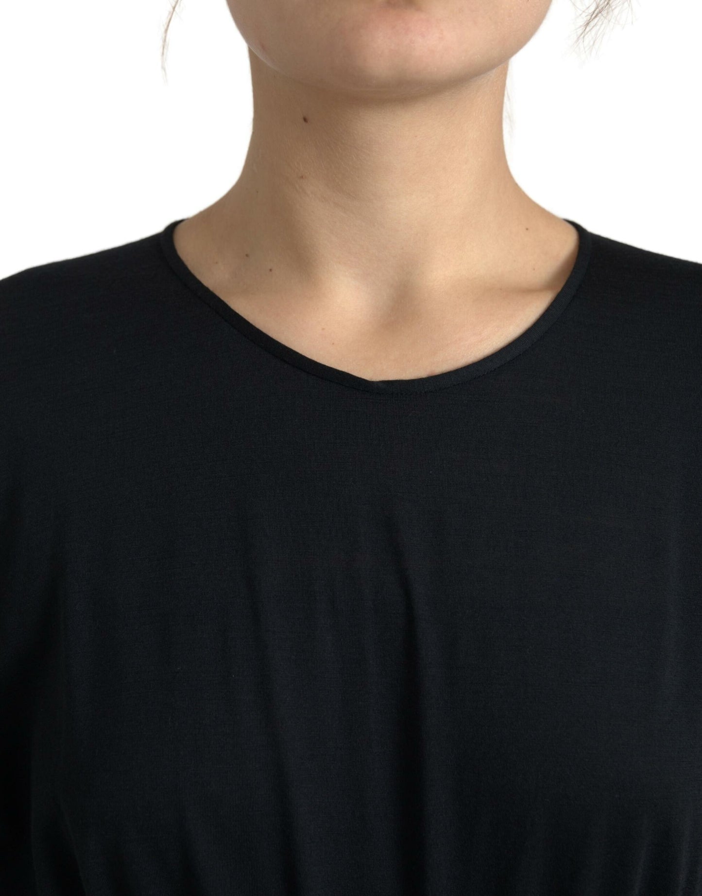 Dolce & Gabbana Black Wool Wrap Sheath Midi Gown Dress by Dolce & Gabbana