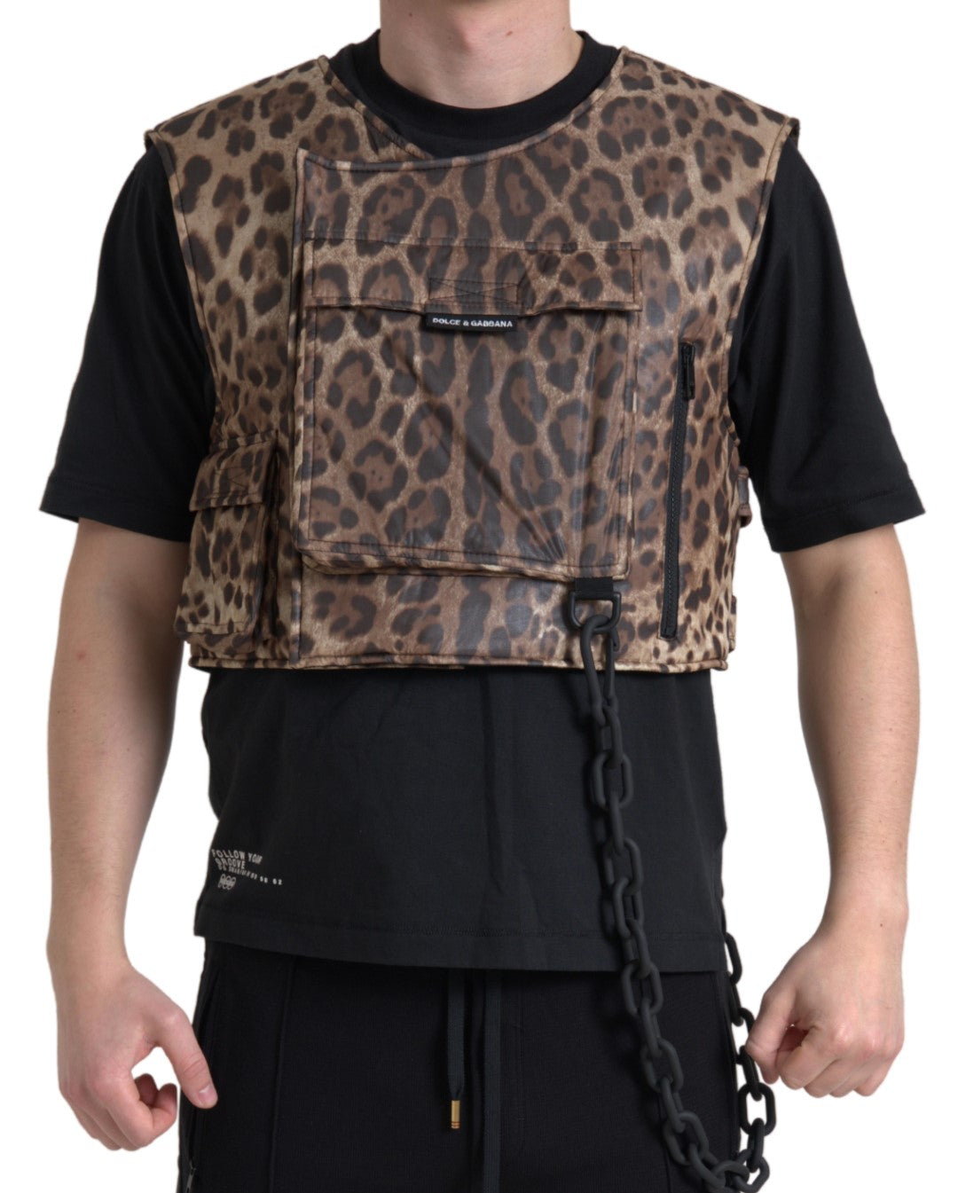Gilet léopard en soie Dolce &amp; Gabbana, vêtements de sport exclusifs