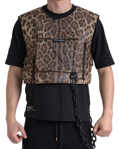 Gilet léopard en soie Dolce &amp; Gabbana, vêtements de sport exclusifs