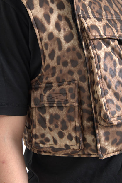 Gilet léopard en soie Dolce &amp; Gabbana, vêtements de sport exclusifs