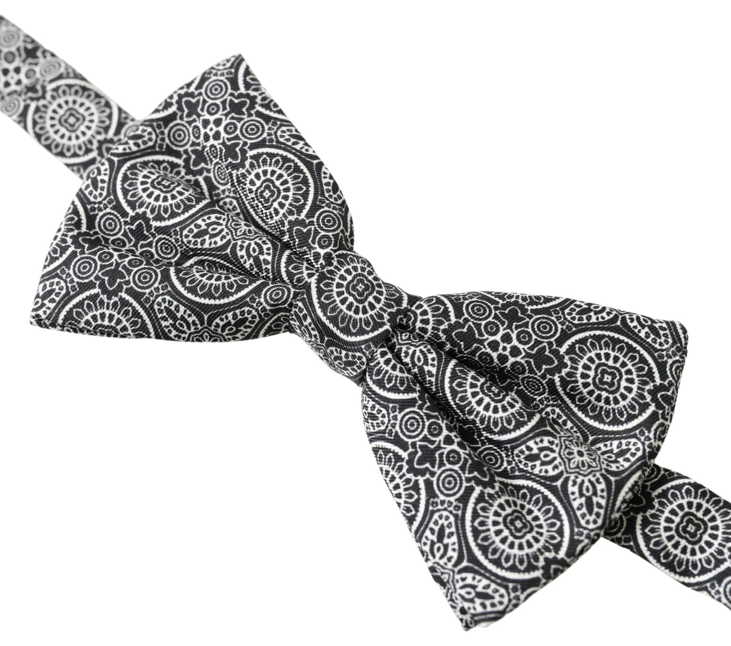 Dolce &amp; Gabbana Black White Pattern Adjustable Neck Papillon Bow Tie