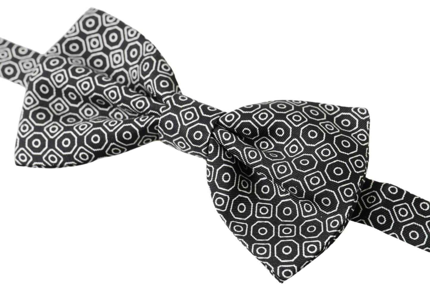 Dolce &amp; Gabbana Black White Pattern Adjustable Neck Papillon Bow Tie