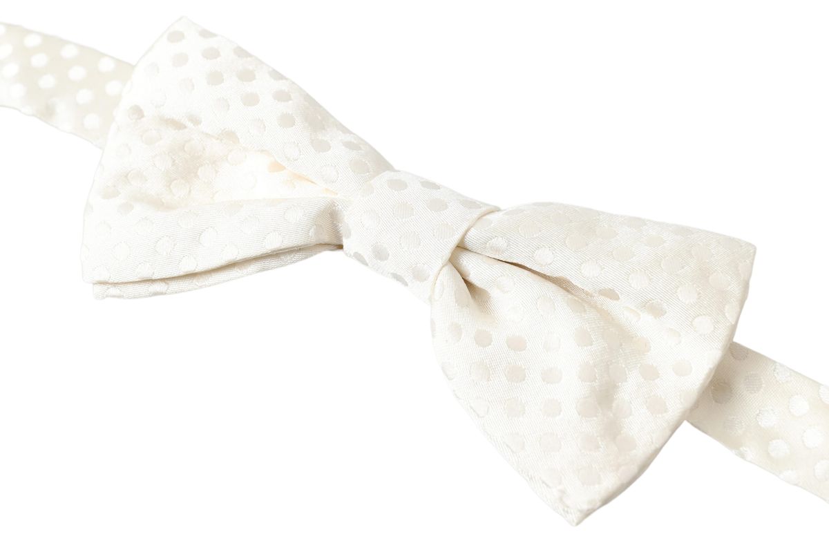 Dolce &amp; Gabbana Ivory Fantasy Pattern Adjustable Neck Papillon Bow Tie