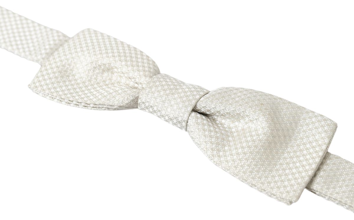 Dolce &amp; Gabbana Ivory Silk Adjustable Neck Papillon Men Bow Tie
