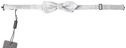 Dolce &amp; Gabbana Gray Silk Adjustable Men Neck Papillon Bow Tie