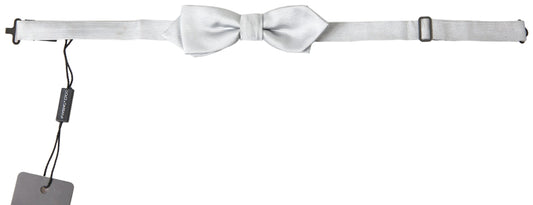 Dolce &amp; Gabbana Gray Silk Adjustable Men Neck Papillon Bow Tie