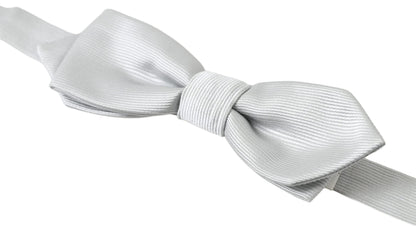 Dolce &amp; Gabbana Gray Silk Adjustable Men Neck Papillon Bow Tie