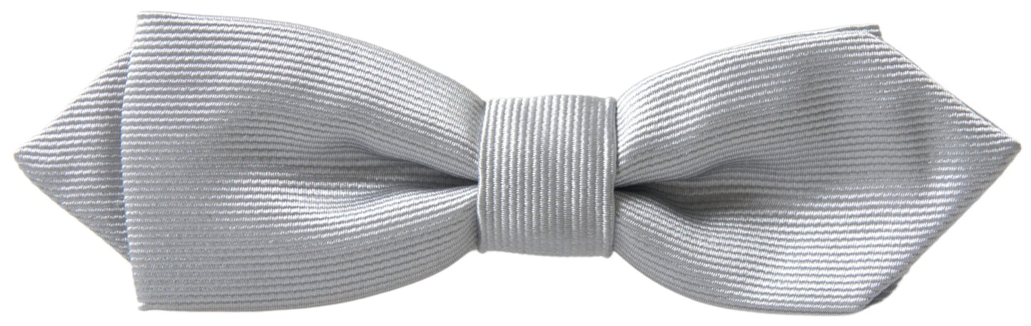 Dolce &amp; Gabbana Gray Silk Adjustable Men Neck Papillon Bow Tie