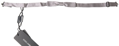 Dolce &amp; Gabbana Gray Dotted Silk Adjustable Men Neck Papillon Bow Tie