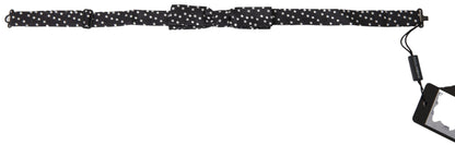 Dolce &amp; Gabbana Black Polka Dot Silk Adjustable Men Neck Papillon Bow Tie
