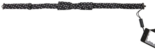 Dolce &amp; Gabbana Black Polka Dot Silk Adjustable Men Neck Papillon Bow Tie
