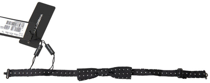 Dolce &amp; Gabbana Black Polka Dot Silk Adjustable Men Neck Papillon Bow Tie