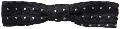 Dolce &amp; Gabbana Black Polka Dot Silk Adjustable Men Neck Papillon Bow Tie