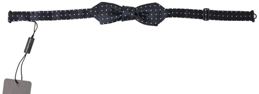 Dolce &amp; Gabbana Blue Polka Dot Silk Adjustable Men Neck Papillon Bow Tie