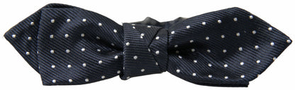 Dolce &amp; Gabbana Blue Polka Dot Silk Adjustable Men Neck Papillon Bow Tie