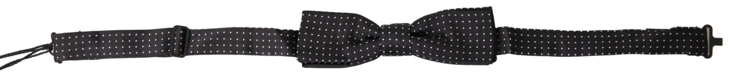 Dolce &amp; Gabbana Black Polka Dot Silk Adjustable Men Neck Papillon Bow Tie