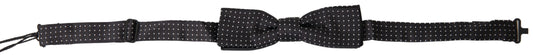 Dolce &amp; Gabbana Black Polka Dot Silk Adjustable Men Neck Papillon Bow Tie