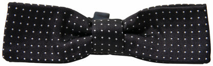 Dolce &amp; Gabbana Black Polka Dot Silk Adjustable Men Neck Papillon Bow Tie