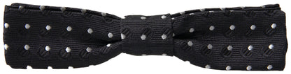 Dolce &amp; Gabbana Black Polka Dot Silk Adjustable Men Neck Papillon Bow Tie