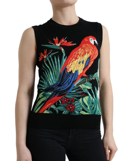 Dolce & Gabbana Black Bird Wool Knit Sleeveless Tank T-shirt by Dolce & Gabbana