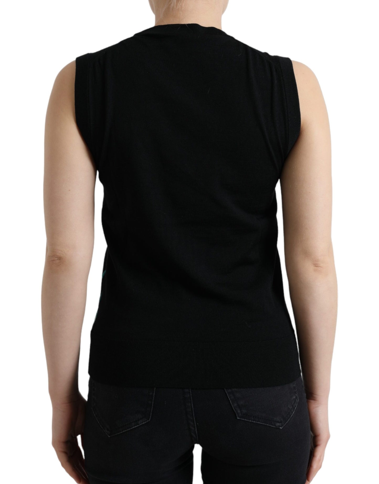 Dolce & Gabbana Black Bird Wool Knit Sleeveless Tank T-shirt by Dolce & Gabbana