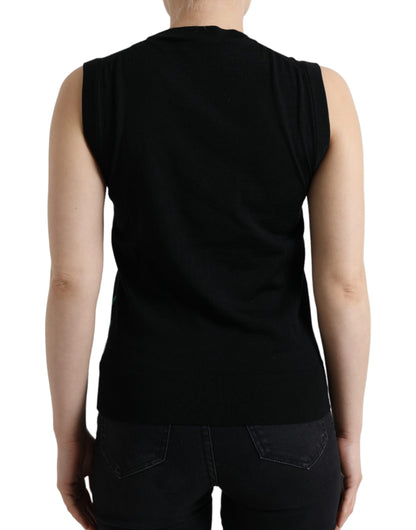 Dolce & Gabbana Black Bird Wool Knit Sleeveless Tank T-shirt by Dolce & Gabbana