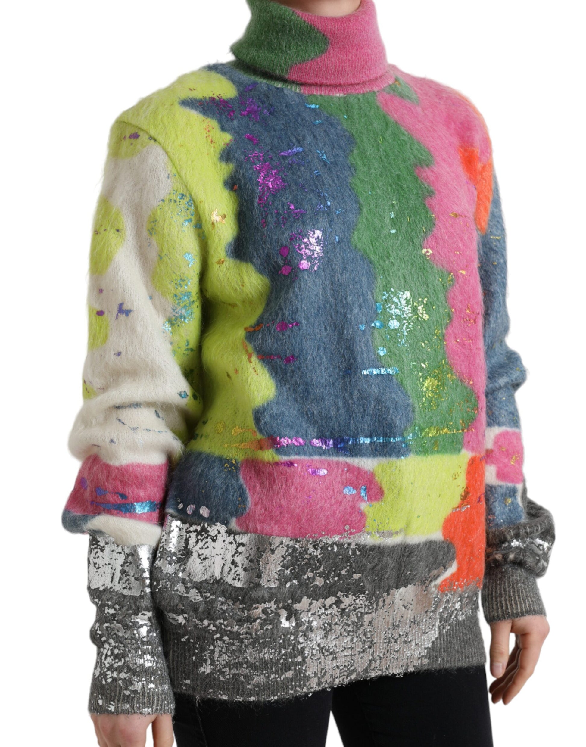 Dolce & Gabbana Multicolor Mohair Turtleneck Pullover Sweater by Dolce & Gabbana