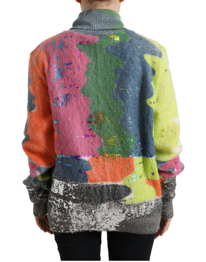 Dolce & Gabbana Multicolor Mohair Turtleneck Pullover Sweater by Dolce & Gabbana