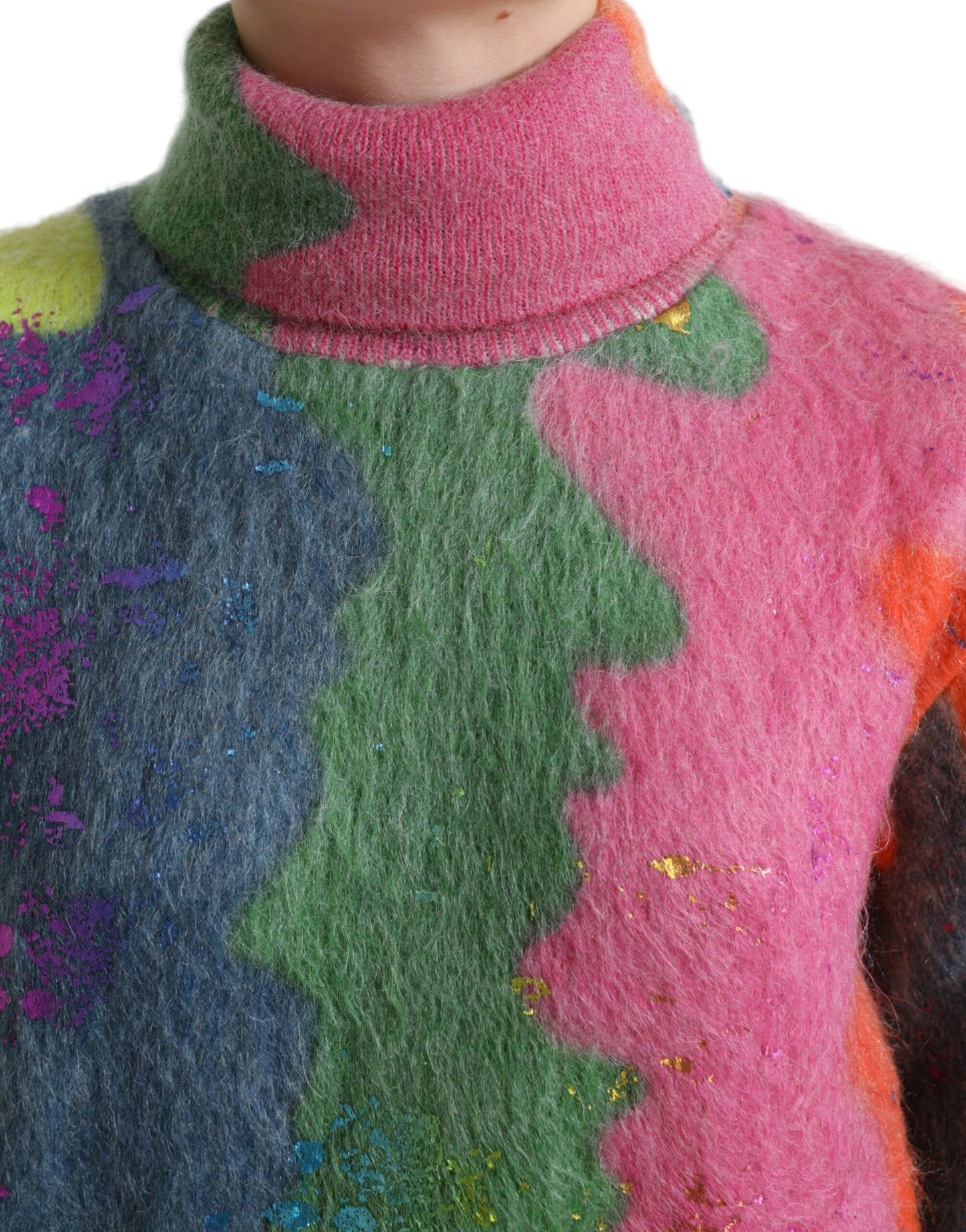 Dolce & Gabbana Multicolor Mohair Turtleneck Pullover Sweater by Dolce & Gabbana