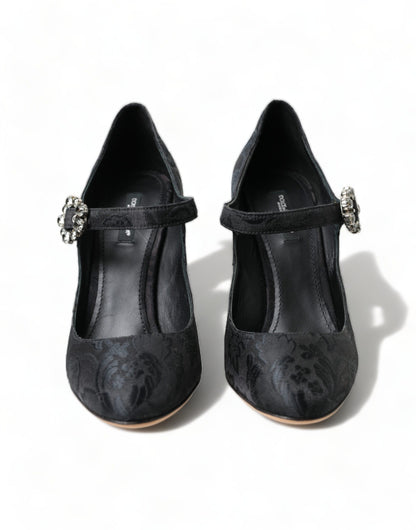 Dolce &amp; Gabbana Black Brocade Mary Janes Heels Pumps Shoes