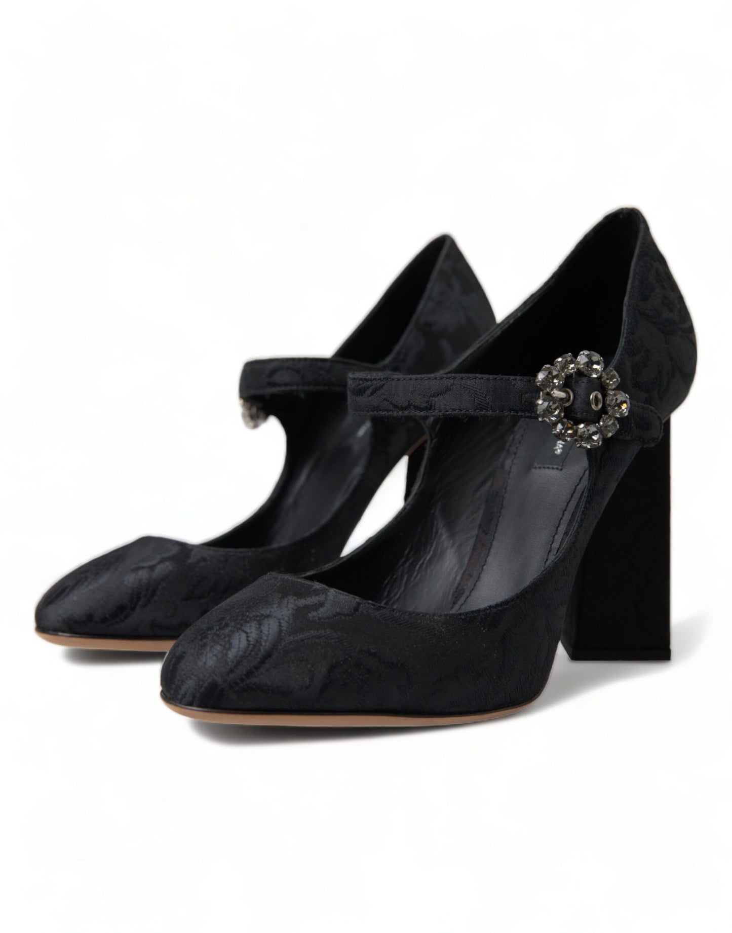 Dolce &amp; Gabbana Black Brocade Mary Janes Heels Pumps Shoes