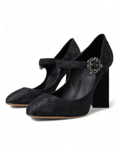 Dolce &amp; Gabbana Black Brocade Mary Janes Heels Pumps Shoes