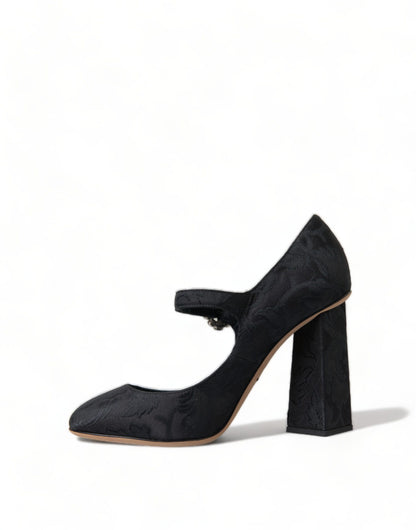 Dolce &amp; Gabbana Black Brocade Mary Janes Heels Pumps Shoes