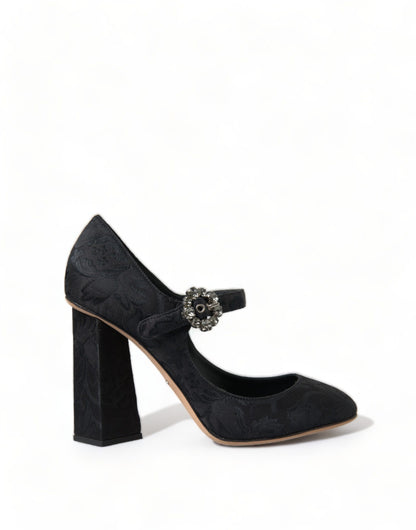 Dolce &amp; Gabbana Black Brocade Mary Janes Heels Pumps Shoes
