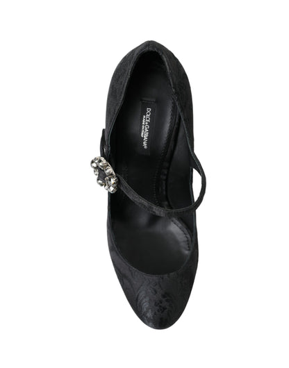 Dolce &amp; Gabbana Black Brocade Mary Janes Heels Pumps Shoes