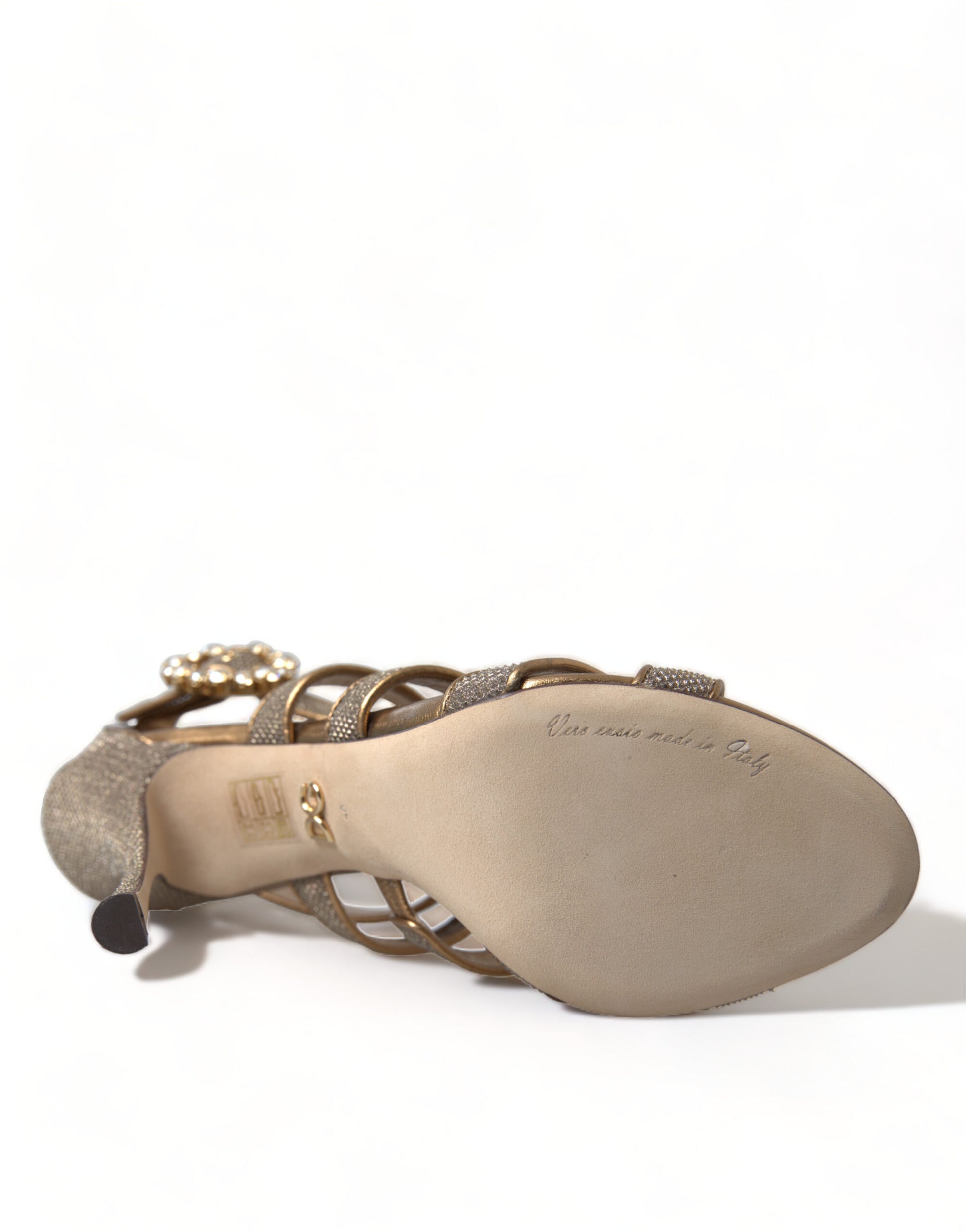 Dolce & Gabbana Bronze Crystal Strap Heels Sandals Shoes by Dolce & Gabbana