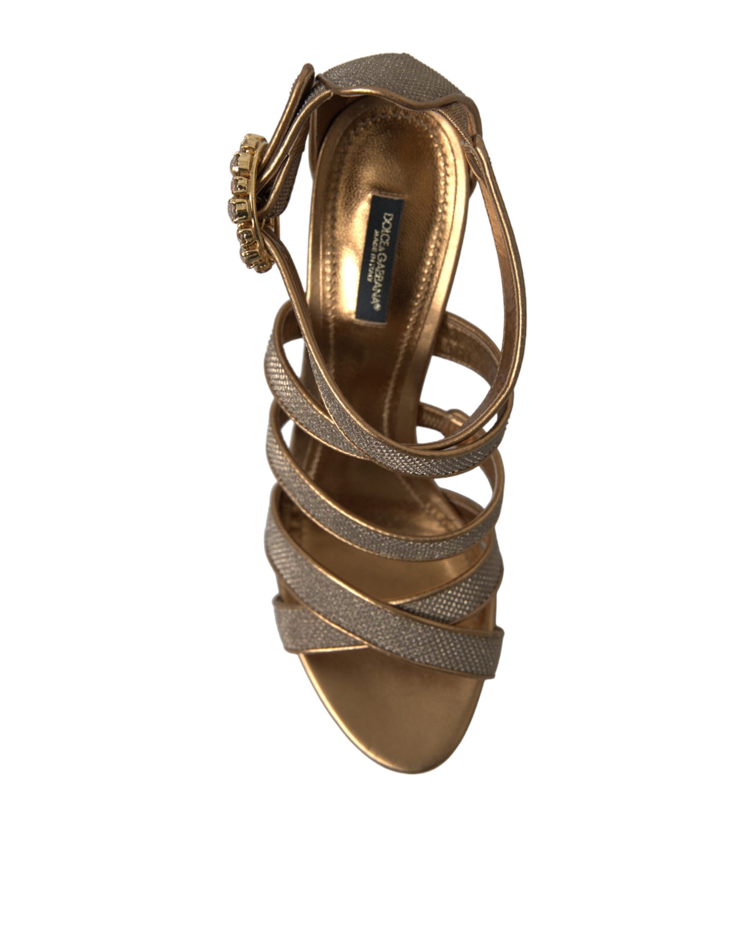 Dolce & Gabbana Bronze Crystal Strap Heels Sandals Shoes by Dolce & Gabbana