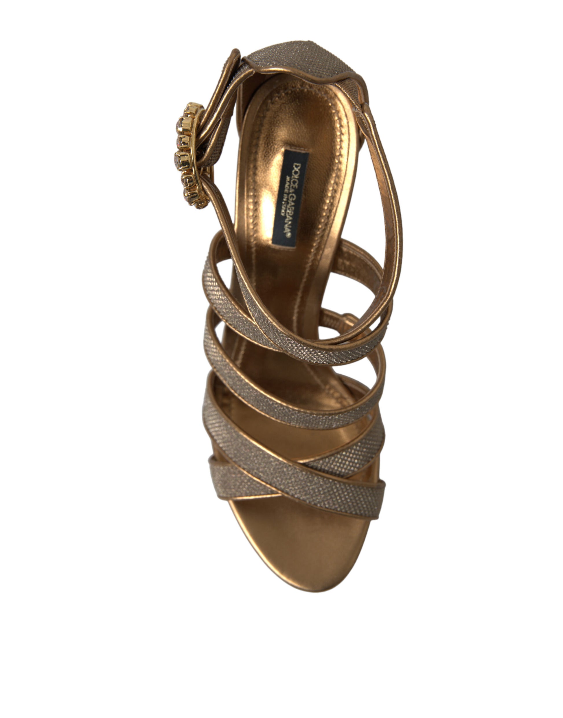 Dolce & Gabbana Bronze Crystal Strap Heels Sandals Shoes by Dolce & Gabbana