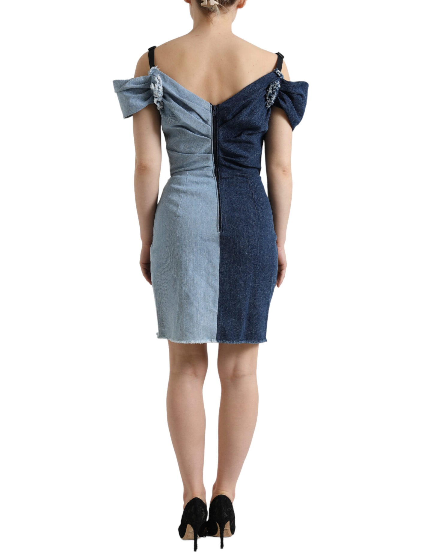 Dolce & Gabbana Blue Patchwork Two Tone Denim Mini Dress by Dolce & Gabbana